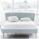 Wave Bed - Self Buttons - King - Beech Leg - Brera Lino Lapis