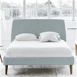 Cosmo Bed - Self Buttons - Double - Walnut Leg - Brera Lino Lapis
