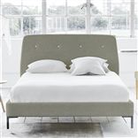 Cosmo Bed - White Buttons - Double - Metal Leg - Cheviot Pebble