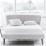 Wave Bed - White Buttons - Superking - Walnut Leg - Brera Lino Plat...