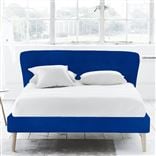 Wave Bed - Self Buttons - Superking - Beech Leg - Cassia Cobalt