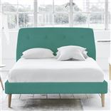 Cosmo Bed - Self Buttons - Superking - Beech Leg - Cassia Ocean