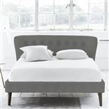 Wave Bed - Self Buttons - Superking - Walnut Leg - Brera Lino Granite