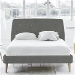 Cosmo Bed - White Buttons - Superking - Beech Leg - Brera Lino Granite
