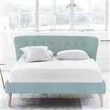 Wave Bed - Self Buttons - Superking - Beech Leg - Brera Lino Celadon