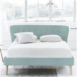 Wave Bed - White Buttons - Superking - Beech Leg - Brera Lino Celadon