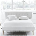Wave Bed - Self Buttons - Superking - Beech Leg - Brera Lino Alabaster