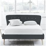 Wave Bed - White Buttons - Superking - Beech Leg - Brera Lino Dusk