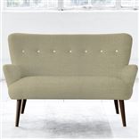 Florence 2 Seater - White Buttons - Walnut Leg - Elrick Hessian