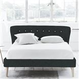 Wave Bed - White Buttons - Superking - Beech Leg - Cheviot Noir