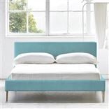 Square Low Bed -  Superking  -  Beech Leg  -  Brera Lino Turquoise