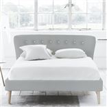 Wave Bed - White Buttons - Superking - Beech Leg - Conway Platinum