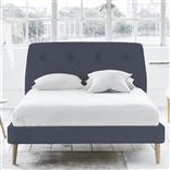 Cosmo Bed - Self Buttons - Superking - Beech Leg - Rothesay Denim