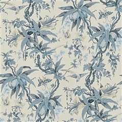 Mary Day Botanical Slate Floral Blue Wallpaper