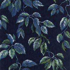 Jangal Viridian Floral Blue Wallpaper
