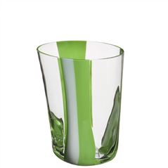 Green & White Wide Stripes Glass