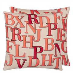 Alphabet Parchment Red Cushion