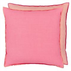 Brera Lino Hibiscus & Peach Linen Decorative Pillow