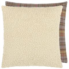 Swaledale And Abernethy Chalk & Peony Checked Throw Pillow