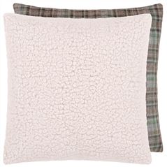 Polwarth And Abernethy Chalk & Natural Checked Throw Pillow