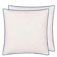Brera Lino Alabaster & Cobalt Linen Cushion