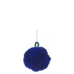 Blue & Emerald Pom Pom Bauble Christmas Ornament 