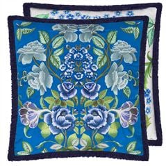 Eleonora Embroidered Cobalt Cotton Decorative Pillow