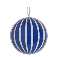 Cobalt Striped Christmas Decorations Set Of 3  