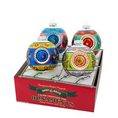 Round Reflector Christmas Decorations Set Of 4