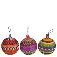 Small Rattan Christmas Decorations Set of 3