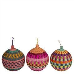 Medium Mixed Rattan Christmas Decorations Set of 3