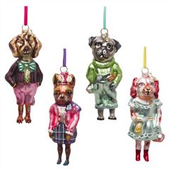 Nathalie Lete Dressed Dog Christmas Decorations Set Of 4