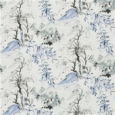 Winter Palace - Wide Indigo Floral Blue Wallpaper