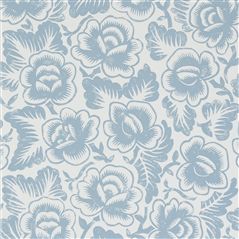 Rosario Celadon Floral Blue Wallpaper