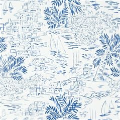 Homeport Novelty Marine Floral Blue Wallpaper