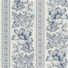 Gwinnet Toile Indigo Floral Blue Wallpaper