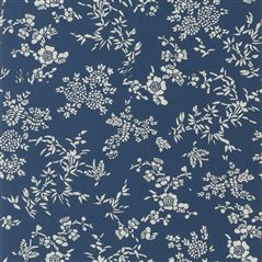 Teabowl Calico Indigo Floral Blue Wallpaper