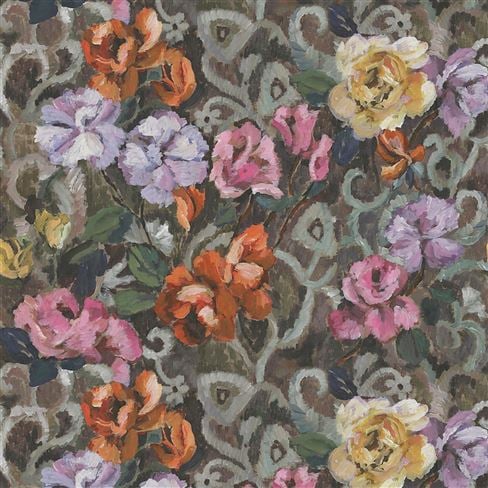 Tapestry Flower Vintage Green Fabric