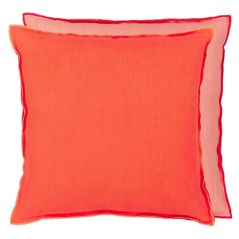 Brera Lino Nasturtium & Papaya Linen Decorative Pillow 