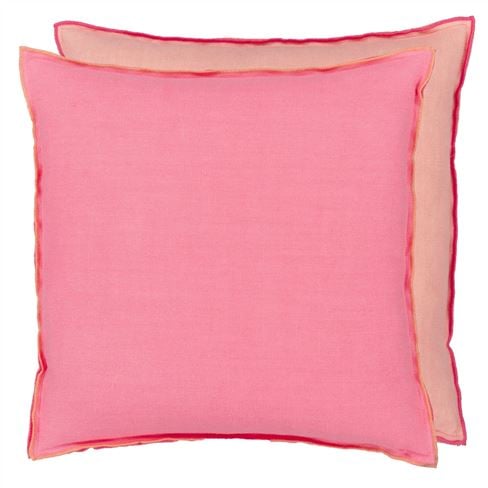 Brera Lino Hibiscus & Peach Linen Cushion