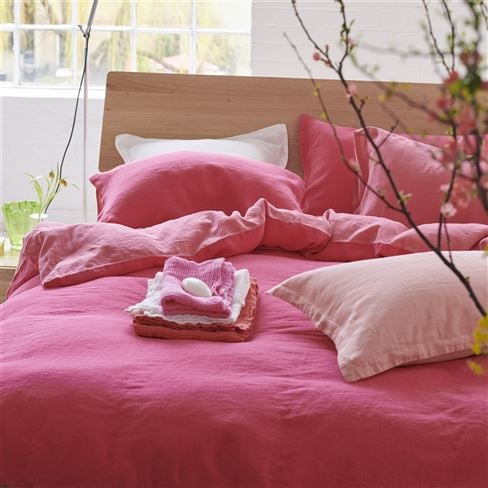 Biella Cerise & Hibiscus Linen Bed Linen