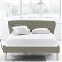 Wave Bed - White Buttons - Superking - Beech Leg - Rothesay Linen