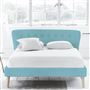 Wave Bed - Self Buttons - Superking - Beech Leg - Brera Lino Turquoise
