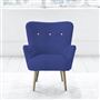 Florence Chair - White Buttons - Beech Leg - Cheviot Cobalt