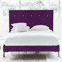 Polka Superking Bed - White Buttons - Metal Legs - Cassia Damson