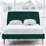 Cosmo Superking Bed - White Buttons - Beech Legs - Cassia Azure