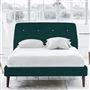 Cosmo Single Bed - White Buttons - Walnut Legs - Cassia Azure