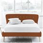Wave King Bed - White Buttons - Beech Legs - Brera Lino Cinnamon