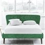 Wave Superking Bed - White Buttons - Walnut Legs - Zaragoza Emerald