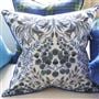 Ikebana Damask Slate Blue Cotton Cushion